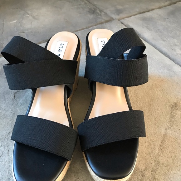 NWOT Steve Madden espadrille wedges black 8 9.5 - Picture 6 of 16